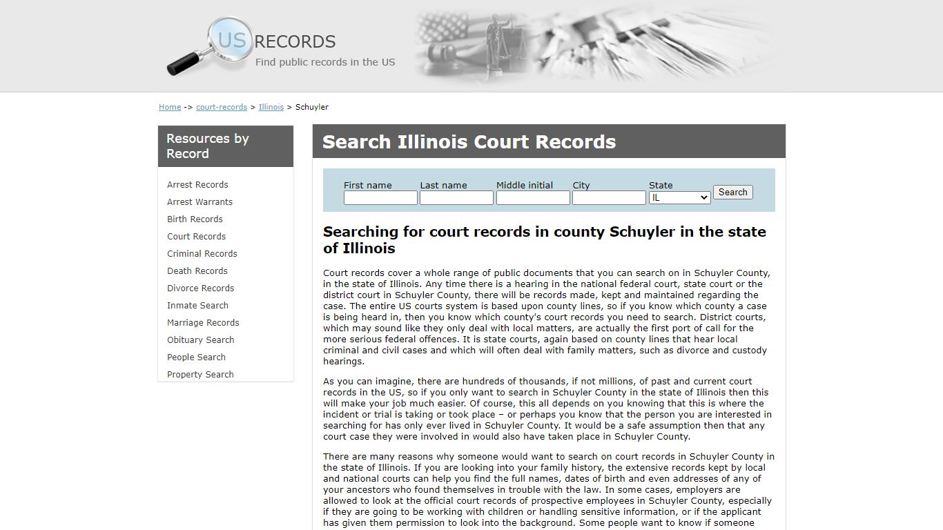 Search Court Records Schuyler Illinois | US Records