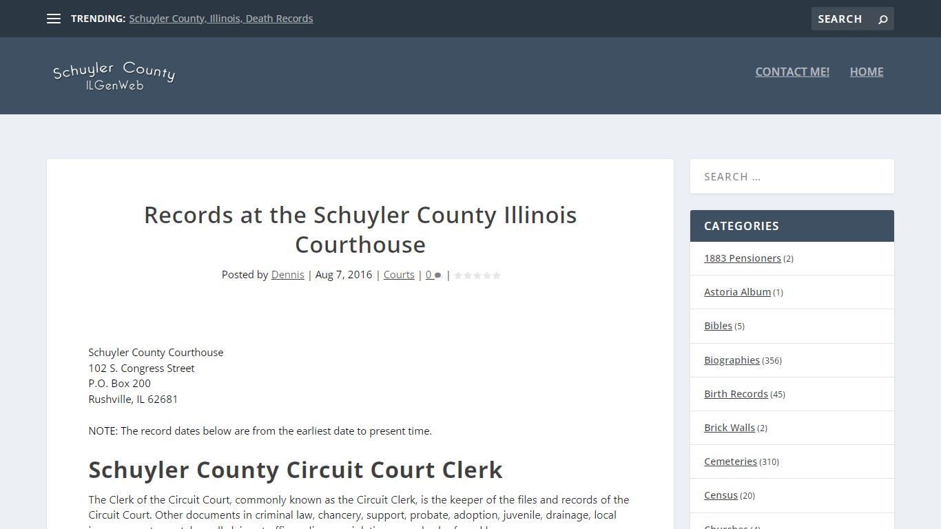 Records at the Schuyler County Illinois Courthouse
